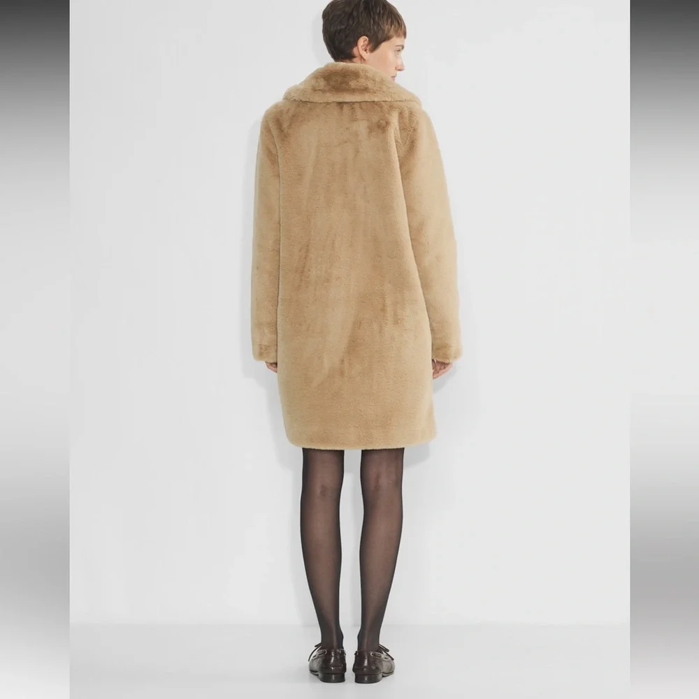 Aritzia Sunday Best Dulce Coat Polished Real Faux Fur In Tan - Picture 4 of 14
